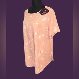 🔥NWT! AVA & VIV! “BLUSH FLORAL” GORGEOUS PULL ON BLOUSE!! STUNNING PEACH!!🔥